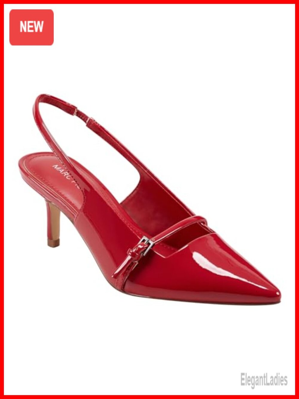 Marc Fisher Alorie Slingback Pointed Toe Kitten Heel Dress Pumps Faux Leather